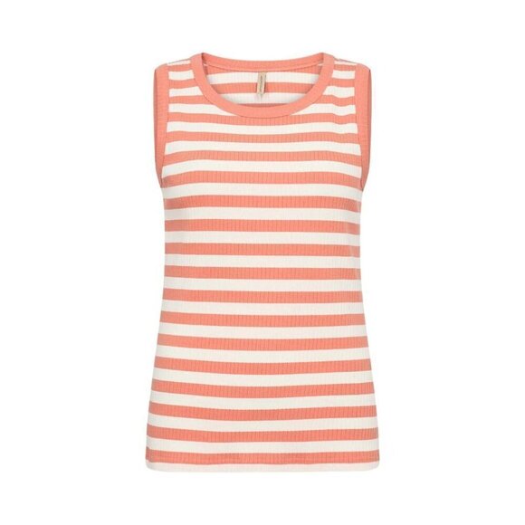 NWT SOYA CONCEPT Djaka 1 Papaya & White Striped & Ribbed Tank Top - Picture 4 of 5